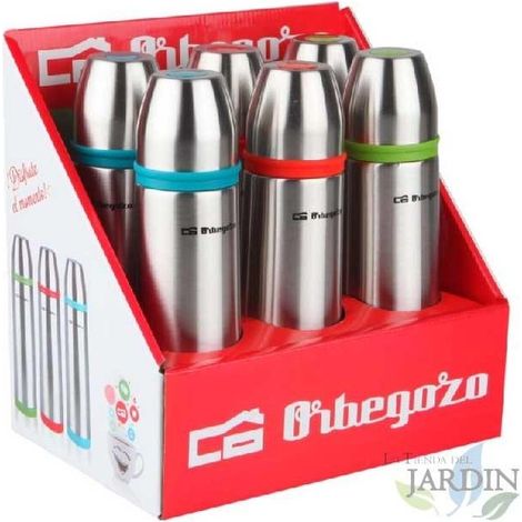 Set mit 6 flüssigen Thermoskannen 3 Farben Orbegozo.  Fassungsvermögen 500ml.