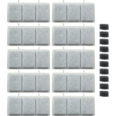 10 PCS Filtre Fontaine Eau Chat, Filtres de Fontaine à Eau Remplacement, avec Système de Triple Filtration avec Résine et Charbon Actif (1/5)