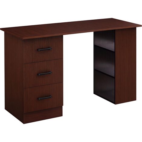 Bureau d'Ordinateur avec 3 Tiroirs Moderne 120x49x72cm Brun (1/5)