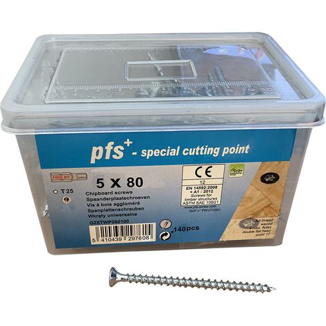 Seau de 140 Vis bois agglo 5X80 Tête fraisée TORX T25 Pointe antifendage type 17 Acier zingué - 1 pièce (1/2)