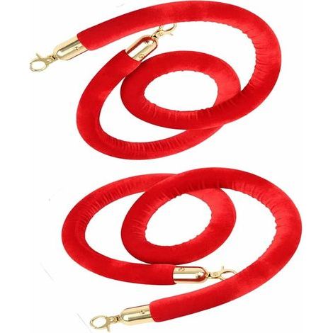 Corde de Barrière,2pcs Corde de Barrière Diviseur de Files d'Attente 1.5m Rouge Cordon Séparation pour Poteaux de Guidage Contrôle des Foules (1/5)