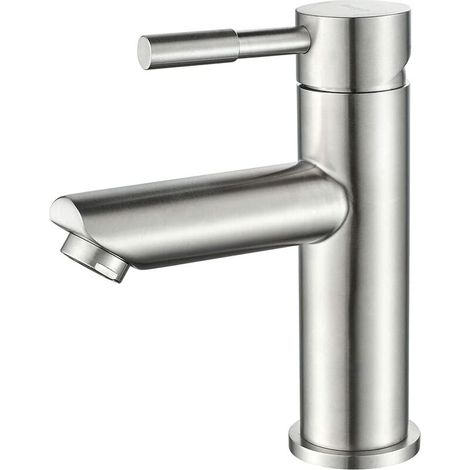 Grifo monomando para lavabo, acero inoxidable, gris (1/5)