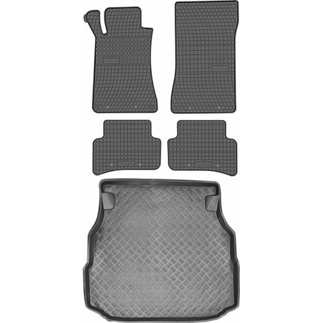 Juego de alfombrillas de goma para coche y alfombrilla para maletero para Mercedes Clase C W203 Sedán (2000-2007).