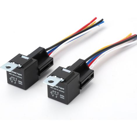 Relais à dos métallique 40A 12V 5 broches avec socle, pour modification phare, klaxon, climatisation - 40A/12V 5 broches avec socle verrouillage simple bobine (1/4)