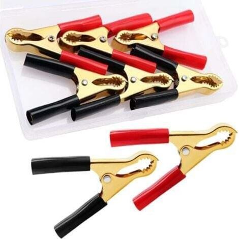 6 Pinces Crocodiles de Batterie 50A en Cuivre pour Démarrage et Chargeur de Voiture, 80mm Rouge et Noir (1/4)