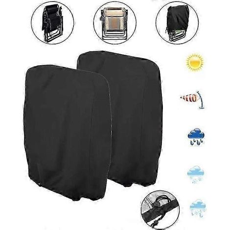 Housse de mobilier de jardin Uranshin imperméable, ensemble de 2 pièces, housse pour chaise zéro gravité, housse pour chaise pliante de patio, compatible avec toutes les conditions météorologiques, ré (1/5)