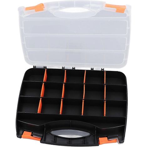 Organiseur de pièces double face avec séparateur amovible, boîte de rangement en plastique PVC avec compartiments pour appareils électroniques