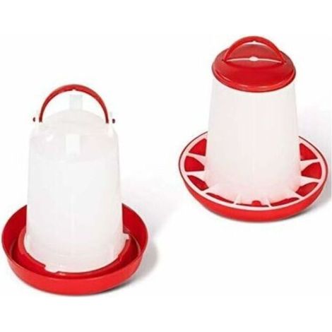 Mangeoire pour oiseaux de 3 kg et abreuvoir de 3 L – Système anti-verse avec fixation murale ou sur poteau – Idéal pour jardins, terrasses et volières (1/5)