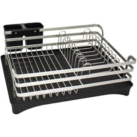 Égouttoir à Vaisselle, Support de séchage de Bol, égouttoir à Vaisselle, évier de comptoir, Organisateur de Cuisine avec Outils de Planche d'égouttage, Argent (1/4)