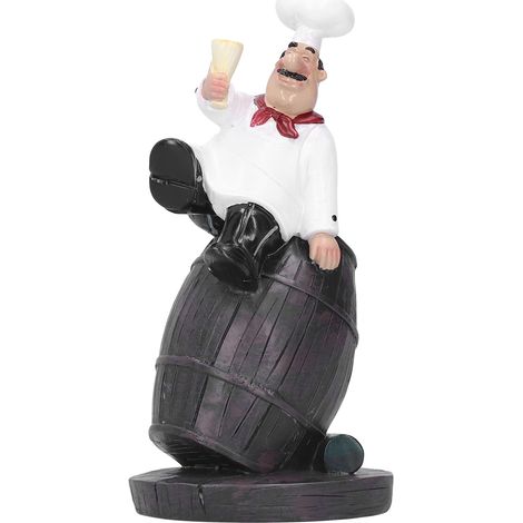 Resin Chef Statue Nordic Barrel Figurine Restaurant Tabletop Decoration Craft Gift (1/5)