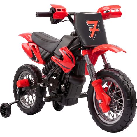 AIYAPLAY 12V Kids Electric Motorbike with Dual Motors Training Wheels, Red (1/5)