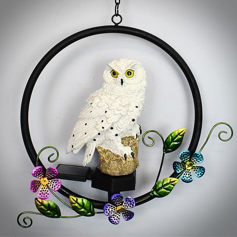 Lampes de jardin solaires en résine en forme de hibou, étanches, lustre