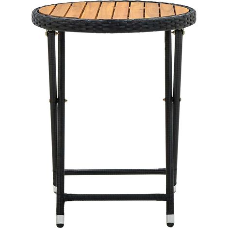 Maison Exclusive - Beistelltisch Schwarz 60 cm Poly Rattan und Ma (1/5)