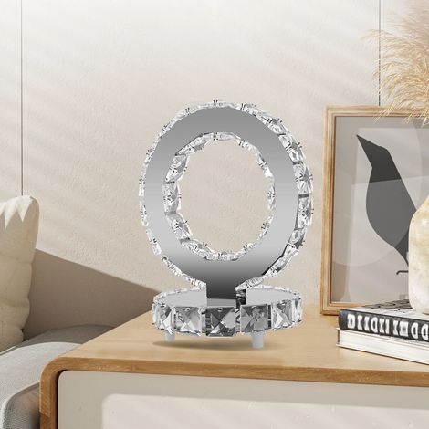 Table Lamp, Crystal Table Lamp Crushed Diamond LED Round Ring Bedside Light Desk Reading Lighting for Living Room, Dining Room, Study Room, Bedroom (1/5)