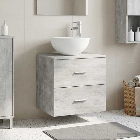 Vanidad con Lavabo de Pared Gris Hormigón 49,5 x 41 x 64,5 cm