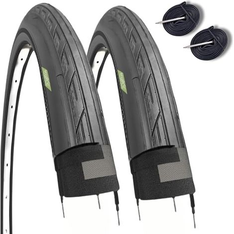 2 CHAPES 700 X 25C (25-622) + 2 chambres avec valve française 60 mm PNEUMATIQUES ROUTE POUR VÉLO DE COURSE ROAD BIKE BDC VÉLO DE PROMENADE (1/4)