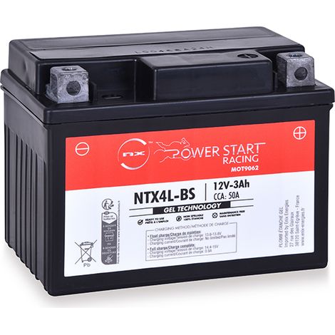 NX – Batterie moto Gel 12V 3Ah – NTX4L-BS / YTX4L-BS – Technologie de pointe pour démarrage rapide – Compatible avec plusieurs modèles (1/3)
