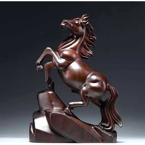 Cheval - Figurine En Bois Massif - Décoration De Bureau Et De Salon - Porte-Bonheur Feng Shui - 8 cm - Unité (1/5)