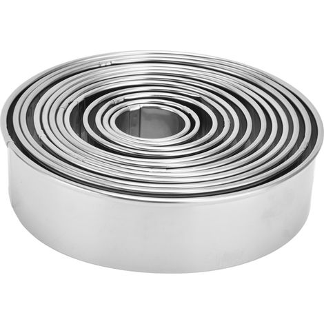 12 pièces Moules à biscuits ronds en acier inoxydable, accessoires de pâtisserie pour gâteaux mousse (1/5)