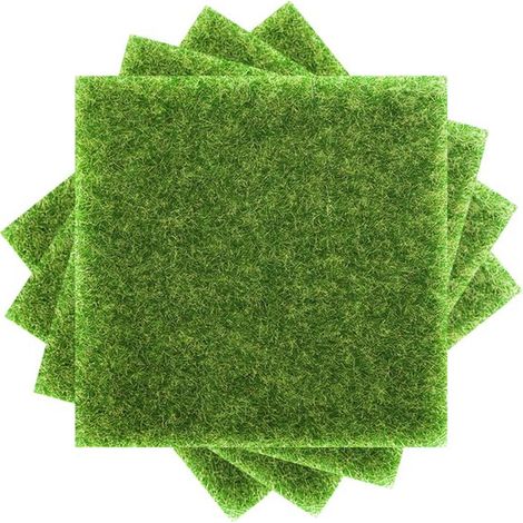 5er Pack Kunstrasen, 15 x 15 cm große Kunstrasenmatte, dekorative Miniatur Gartengestaltung mit Kunstrasen, Moos DIY Dekorationen, kompatibel mit (1/5)