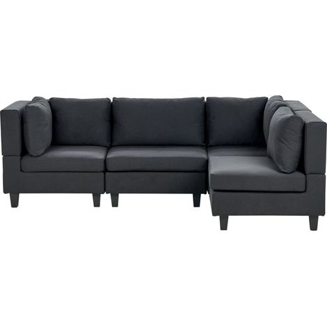 Modul Ecksofa 4-Sitzer UNSTAD Stoff Schwarz linksseitig