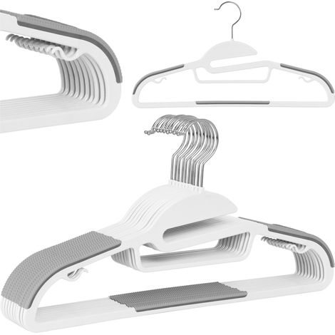Flexible Kleiderbügel, 10er-Set, weiß und grau