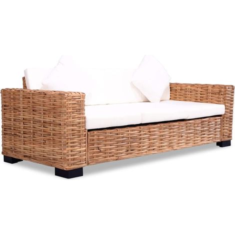 3-Sitzer-Sofa Natürliches Rattan