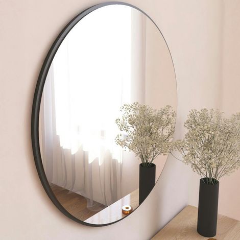 Miroir rond moderne avec fin cadre noirØ60 cm CODY (1/3)