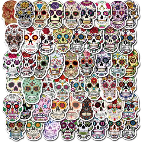 Lot de 50 autocollants déco vinyle 5-8cm multicolores antidérapants pour valise ordinateur vélo moto décorations intérieures extérieures (1/5)