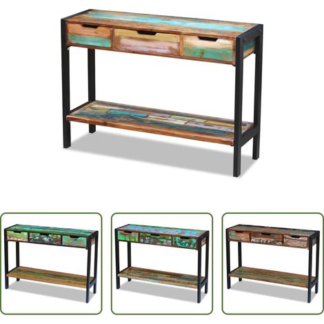 Vintage Beistelltisch - Sideboard mit 3 Schubladen Altholz Massiv (1/5)