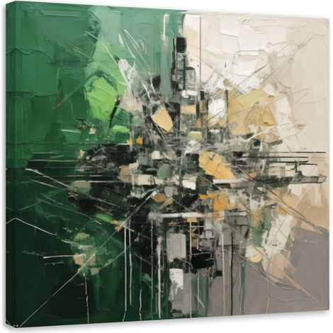 Tableau déco Abstraction Géométrique Vert 40x40 (1/5)