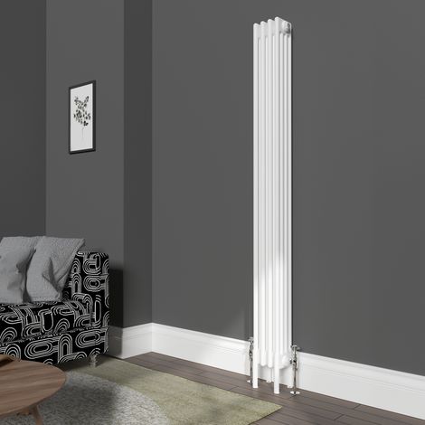 Traditional 4 Column Radiator Cast Iron Style Heating Rads Vertical White 1800x200mm