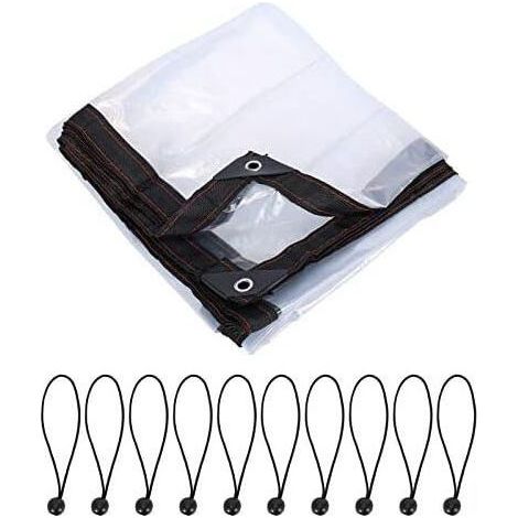 Bâche Transparente avec Oeillets - Bâche Imperméable - 2 m x 3 m - en Plastique avec Élastique de Serrage - pour Camping Balcon Jardin Plantes Serre Chapeau pour Animaux de Compagnie Toit (1/5)