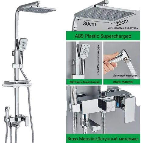 Miscelatore per doccia, in ottone resistente, design multifunzionale, a 4 vie, in ABS cromato. (1/2)