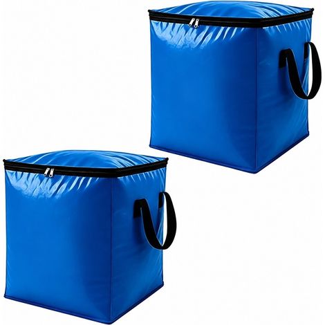 Sac de rangement pour couette en coton grande capacité, tissé en PE, pliable et portable, bleu 90 L, noir 140 L (lot de 2) (1/5)