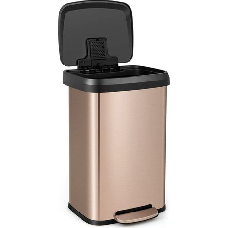 50L Rectangular Trash Garbage Can Stainless Steel Step Trash Bin Recycling Pedal (1/5)