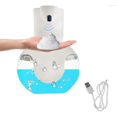 Distributeur de Savon Automatique, 420 ML Distributeur Savon Mural sans Contact avec Capteur, USB Rechargeable IPX5 Étanche Distributeur Savon Liquide Automatique pour Cuisines Salle de Bain (1/5)