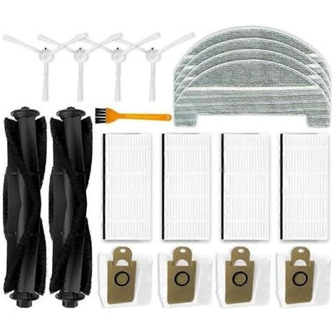 Pièces de rechange pour aspirateur robot Ultenic T10 : brosse principale, filtre HEPA, lingette de nettoyage et sacs à poussière (1/5)