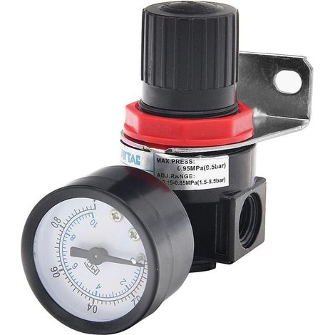 Air Compressor Filter Regulator, 1/4" NPT Compressed Air Pressure Control Female Fitting with Gauge (1/5)