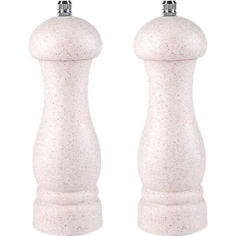 Moulin à sel et à poivre de haute qualité en bois de chêne, à mouture réglable et rechargeable - Boîte couleur blanc cassé (1/5)