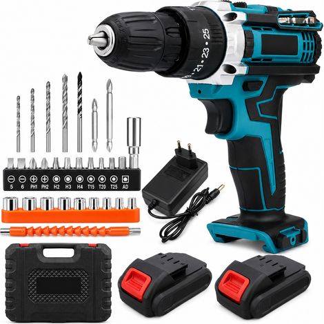 Extralink tools taladro perforador a batería azul + 2 baterías