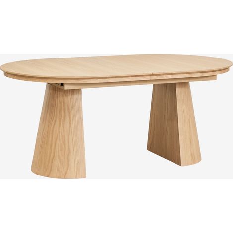 SKLUM Ovaler Esstisch 180-240x105 cm ausziehbar aus MDF und Montana-Eichenfurnier Braun Natur