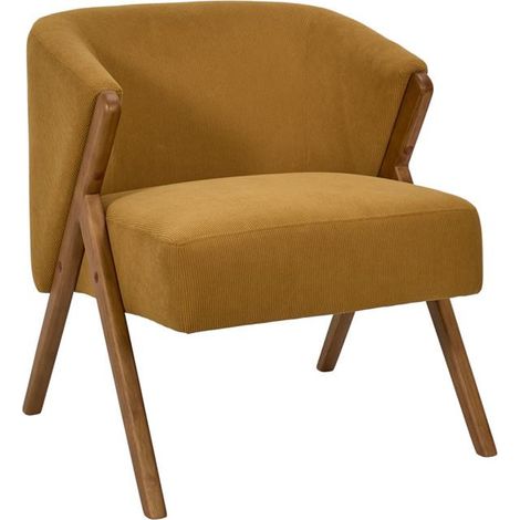 Fauteuil Design Côtelé "Jules" 72cm Jaune (1/5)