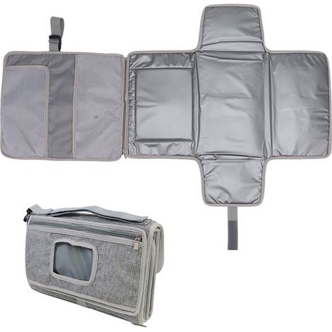 Cambiador portátil y plegable para bebés，Cambiador ligero e impermeable con bolsillo para toallitas húmedas，color azul (1/5)