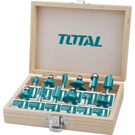SET 12PZ FRESE PER FRESATRICHE DIAMETRO STELO 8mm ACCESSORI TOTAL TOTTACSR1121