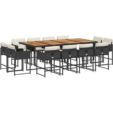 Maison Exclusive - Set da Pranzo da Giardino 13pz con Cuscini Nero in Polyrattan
