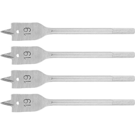 Jeu de 4 mèches plates bois 19mm, foret à spatule en acier haute carbone, outils de menuiserie et quincaillerie (1/5)