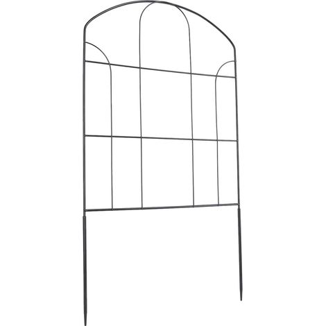 Clôture jardin décorative arquée en fer, panneaux métallique avec piquets, bordure massif fleurs, pour chien lapin, 10 panneaux + 42 accessoires (1/5)