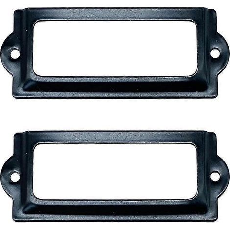 [Lot de 24] Porte-étiquettes pour classeur de bibliothèque noir. cadre métallique 83 mm x 30 mm (1/5)