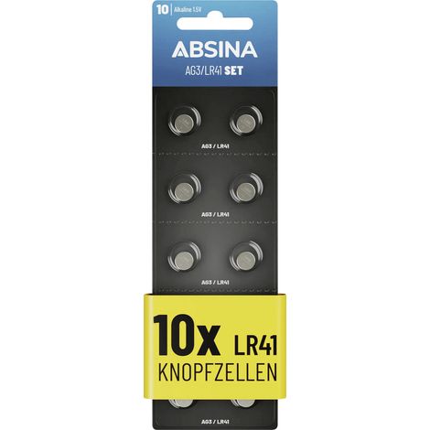 Absina Knopfzelle AG3 1.5 V 10 St.  Alkali-Mangan